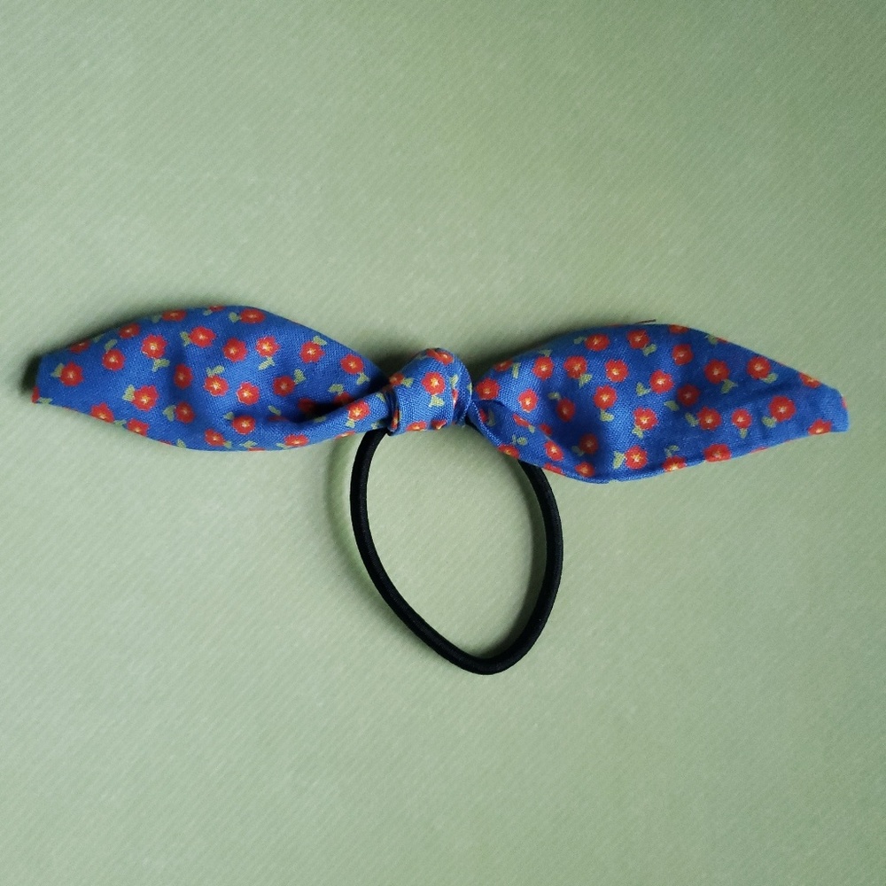 Red and Blue Floral Hair Bow